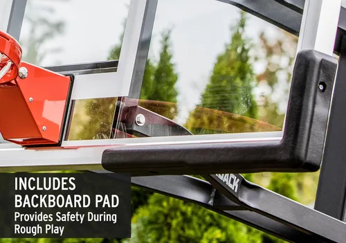 Vista 4 de Silverback Sistema de baloncesto anclado al piso, de 54", con tablero de vidrio templado