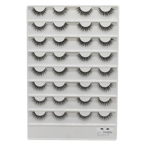 Vista 3 de 16 pares de extensiones de pestañas postizas de visón sintético natural, pestañas postizas de visón sintético, pestañas de rayas largas