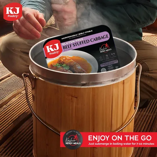 Vista 6 de KJ Poultry Kosher para comidas sin gluten, rollos de repollo relleno de carne de res en salsa (paquete de 1) entrada preparada completamente cocida
