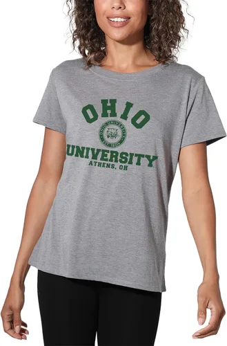 Vista 392 de Colección oficial de camisetas sueltas con logotipo de círculo envejecido universitario para mujer, jaspeado atlético