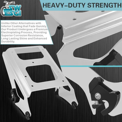 Vista 3 de Estante de montaje desmontable para maletero doble para 2009-2013, compatible con Harley Davidson Touring Street Glide Road King Road Glide Electra