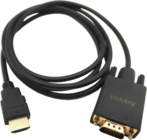 Halokny Cable adaptador HDMI a VGA, 6 pies/5.9 ft, chapado en oro, 1080P, HDMI macho a VGA macho, cable convertidor de video activo, compatible con