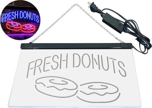 Vista 8 de ADVPRO Fresh Donuts - Letrero de neón LED de doble color, color azul y rojo, 12 x 8.5 pulgadas, st6s32-i2072-br