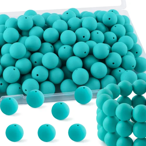 Vista 108 de 160Pcs 12mm de abalorios de silicona para hacer llaveros, pulseras, collares, abalorios redondos de silicona a granel para bolígrafos (negro)