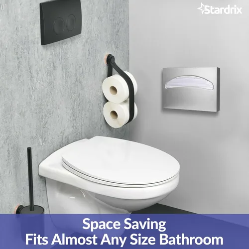 Vista 3 de Stardrix Dispensador de fundas de asiento de inodoro de acero inoxidable, soporte de pared individual o 1/2 pliegue de gran capacidad para asiento