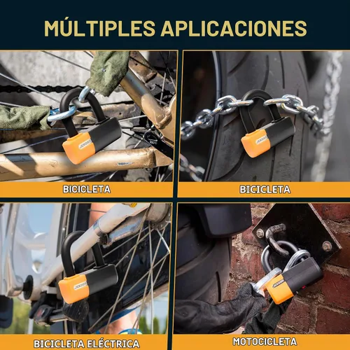 Vista 6 de Jekosa® PBL110 Candado de Bicicleta de Alta Resistencia con 5 Llaves - Grillete de Acero Resistente a Cortes de 18 mm - Carcasa de ABS Resistente a