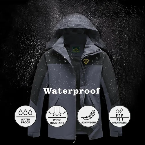 Vista 8 de GIISAM Chaqueta de lluvia para hombre, impermeable, ligera, para exteriores, rompevientos con capucha