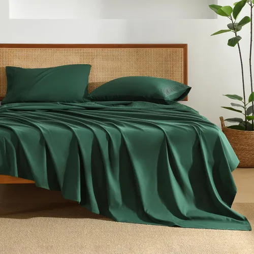 Vista 23 de Juego de sábanas Andency tamaño Queen de 4 piezas, sábanas súper suaves color Avena para cama tamaño Queen, juego de sábanas Queen de microfibra