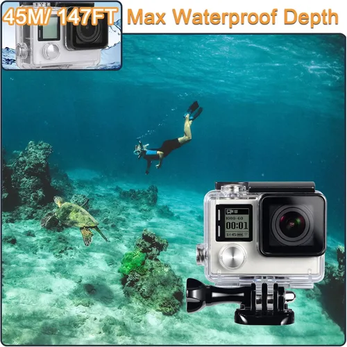 Vista 3 de Carcasa impermeable para GoPro Hero 4 3 Plus, carcasa protectora de buceo subacuático con soporte para Go Pro Hero4 3+ Kit de accesorios para cámara