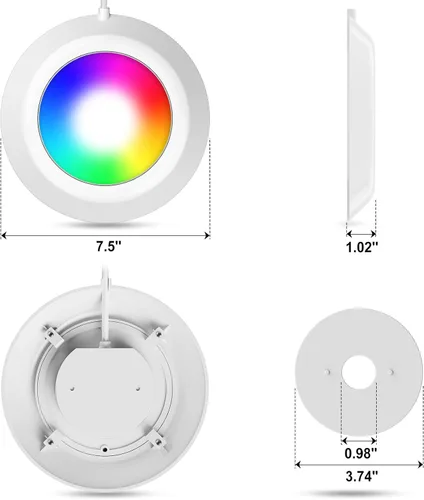 Vista 7 de LyLmLe Luces LED para piscina, luz sumergible magnética RGB inteligente de 20 W con control de aplicación, 800 lm regulable, IP68 impermeable 12 V