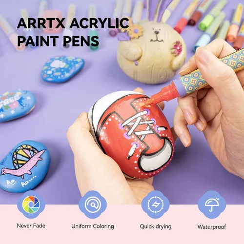 Vista 5 de Arrtx - Bolígrafos de pintura acrílica de 48 colores, punta media de 0.118