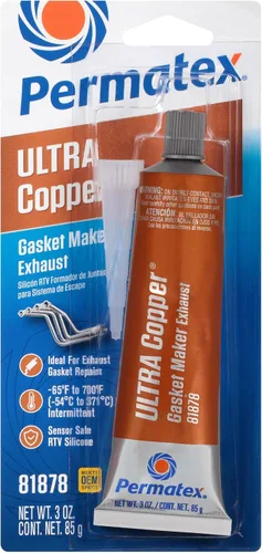 Creador de juntas de silicona RTV de máxima temperatura Ultra Copper 81878 de Permatex, de 3 onzas, paquete de 12 unidades, Cobre