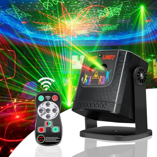Vista 9 de Luces de fiesta de bola de discoteca 2 en 1 con control remoto, luz estroboscópica LED activada por sonido para fiestas, proyector de luz
