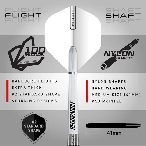 Vista 3 de Red Dragon Pegasus Soft Tip: 18 g - Juego de dardos de tungsteno con punta blanda, con tallos blancos, plumas blancas y billetera