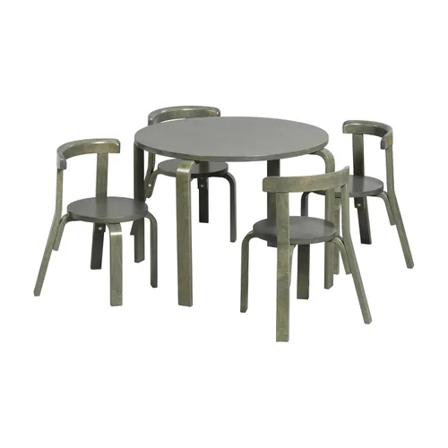 Vista 12 de ECR4Kids Juego de mesa de madera curvada y silla con respaldo curvo, muebles para niños, surtidos, 5 piezas