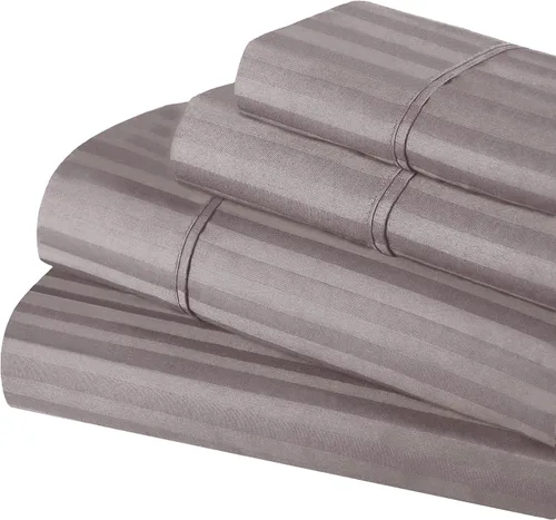 Vista 18 de Superior Juego de sábanas de algodón egipcio de 400 hilos, 1 sábana bajera elástica con bolsillo profundo, 1 sábana encimera, 1 funda de almohada