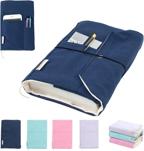 Vista 11 de Fundas de libro de lienzo, protector de libro lavable, funda de libro para novelas de tapa blanda, funda de libro ajustable para tapa dura