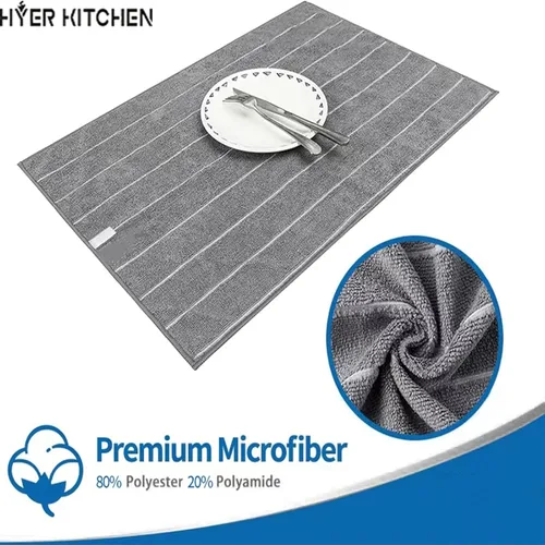 Vista 3 de Premium Kitchen Towels - Super Absorbent, Soft and Thick Dish Hand Towels, 4 Pack Dish Towels, 26 x 18 Inch, Grey and White