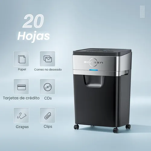 Vista 2 de BONSEN 20-Sheet Cross-Cut P-4 High Security Heavy Duty Paper Shredder