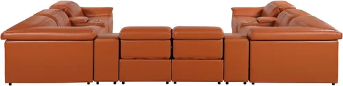 Vista 45 de BlackJack Furniture Venice - Sofá modular de cuero italiano de grano superior de 5 piezas con 3 reclinables eléctricos, reposacabezas ajustable