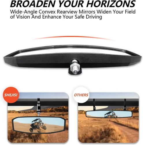 Vista 4 de SHEJISI Espejo retrovisor UTV para jaula antivuelco de 1.5 a 2.0 pulgadas, nuevos espejos RZR con ajuste simple del ángulo de visión, compatible