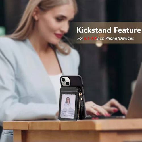 Vista 3 de M-Plateau Cartera pequeña para mujer, de gran capacidad, con ventana de identificación, cartera para teléfono con tarjetero adhesivo 3M para funda