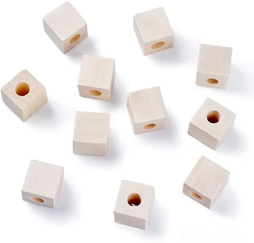 Vista 21 de Cheriswelry 100 cuentas de madera natural sin terminar de 0.631 pulgadas (0.630 in) con patrón grabado láser blanco antiguo, cuentas de madera