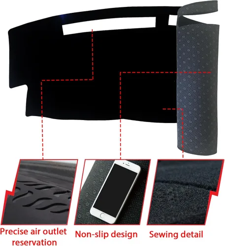 Vista 2 de Tapete antideslizante para tablero de instrumentos compatible con Nissan Titan 2004-2012, protector solar (borde negro)