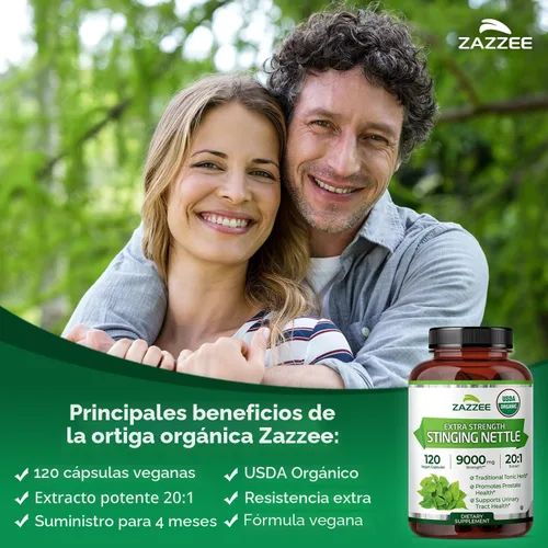 Vista 4 de Zazzee USDA Orgánico Extracto de Ortiga 20:1, 9000 mg de Potencia, 120 Cápsulas Veganas, Suministro de 4 Meses, Concentrado, Extracto Estandarizado