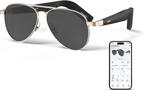 GetD Lentes inteligentes de aviador para hombres y mujeres, traducción AI con ChatGPT para 145 idiomas, lentes de sol polarizados con Bluetooth,
