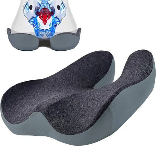 Vista 12 de Cojín de asiento de silla de ruedas de gel, cojines para dolor de cama para glúteos, almohada de espuma viscoelástica para hemorroides para sillas