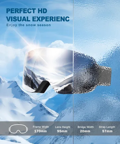 Vista 6 de Gafas de esquí para hombres y mujeres, gafas de nieve antiniebla, gafas de snowboard con protección UV 100%