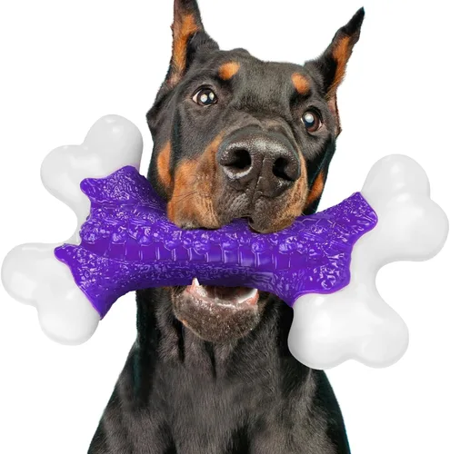 Juguetes duros para perros masticadores agresivos de raza grande y mediana con sabor a tocino, juguete de hueso para perros, de nailon resistente,