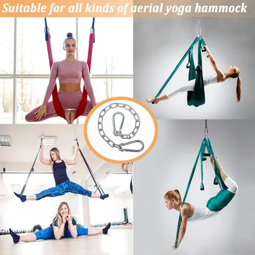 Vista 2 de Cadena de silla colgante de 24.5 pulgadas, cadena resistente de acero inoxidable SUS304 con dos hebillas de escalada para sillas de columpio