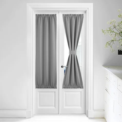 Vista 251 de NICETOWN Cortinas 100% opacas para puerta francesa, cortinas de privacidad para ventana, persianas de oscurecimiento de habitación de 25 x 64