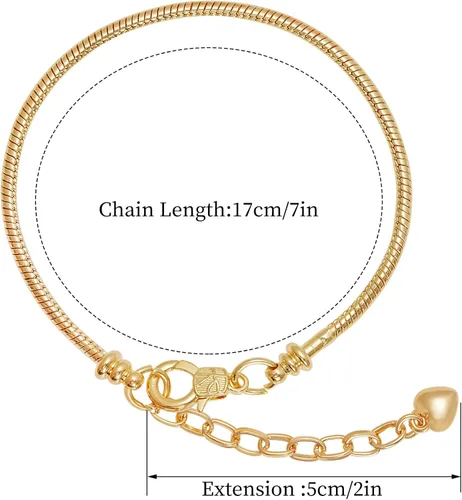 Vista 2 de Juego de 10 pulseras de cadena chapada en oro, cadena de serpiente con corazón y langosta europea, pulsera para Navidad, bricolaje, joyería