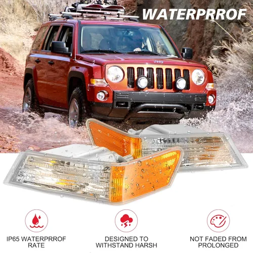 Vista 3 de 2 piezas de cubiertas de lámpara de señal de giro para Jeep Patriot 2007-2017, lámpara LED de esquina de señal de giro y luz de estacionamiento