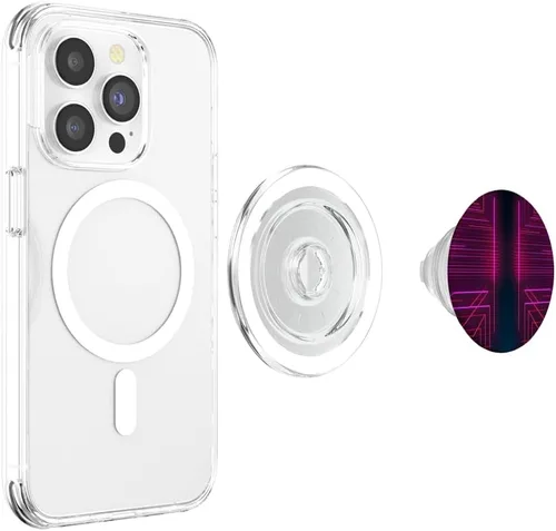 Vista 4 de Retrowave Art 80s Vaporwave Synthwave PopSockets MagSafe PopGrip for iPhone