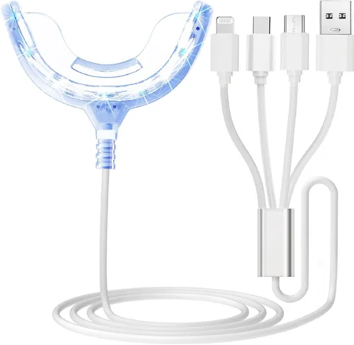 Luz aceleradora de blanqueamiento de dientes, 16 veces más potente luz LED azul, bandeja para la boca, bandejas de luz potenciadora de