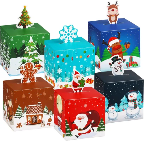 24 cajas de regalo de Navidad, caja de dulces de Navidad 3D para niños, galletas de Navidad, adornos de papel, cajas de Papá Noel para escuela,