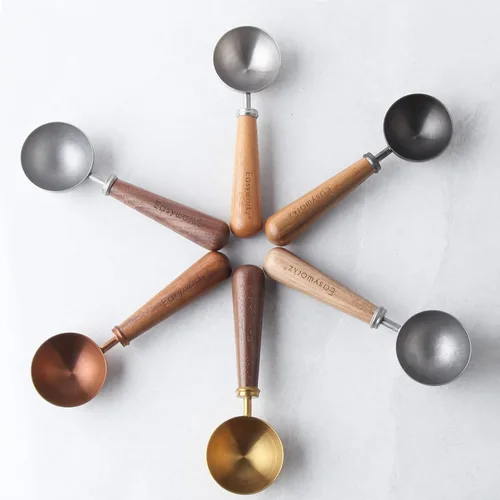 Vista 8 de Easyworkz Jarra de café expreso de acero inoxidable de 12 onzas, con cuchara de café Easyworkz Retro de acero inoxidable con mango de nogal negro