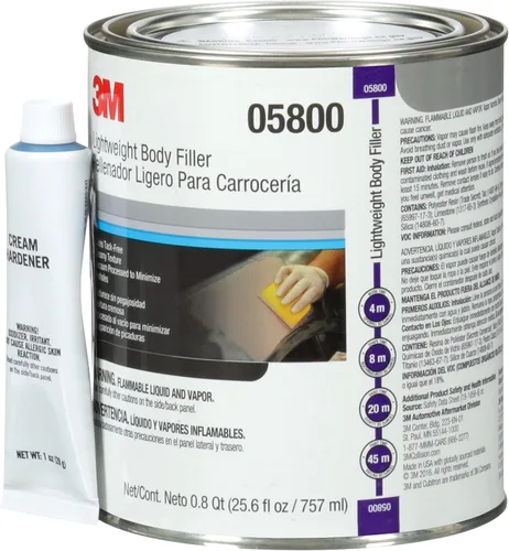 Vista 4 de 3M Relleno Ligero para Carrocería, 05800, 1 qt, Blanco, Repara Abolladuras, Golpes para Automotriz