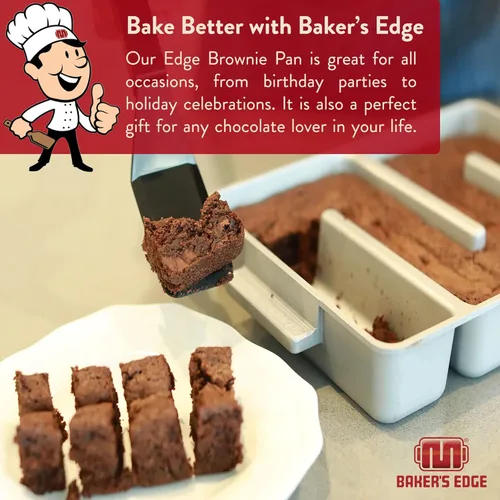 Vista 7 de Molde Baker's Edge para brownie – El Original – revestimiento antiadherente duradero, estructura de aluminio fundido de calibre pesado, 9 x 12