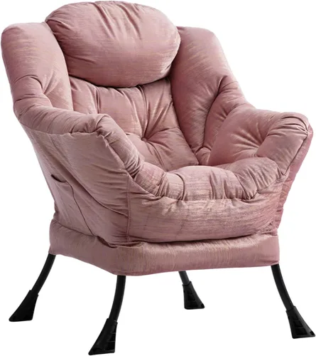 Vista 24 de HollyHOME - Silla perezosa con otomano plegable, sillón de ocio acentuado y cómodo, taburete plegable con reposapiés, sofá de ocio y silla