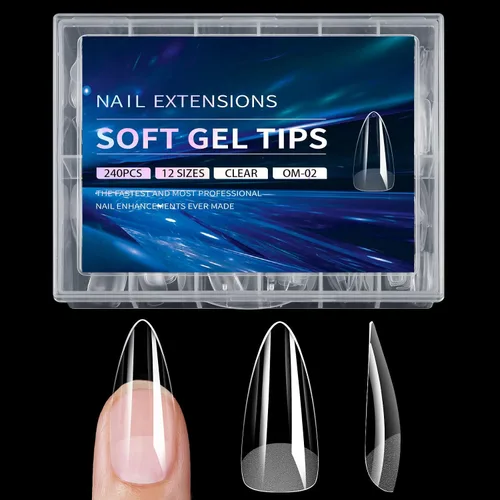 Puntas de uñas cortas cuadradas de gel suave, cobertura completa, puntas de uñas postizas acrílicas medio mate, kit de puntas de uñas postizas a