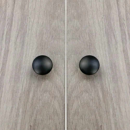 Vista 5 de MY MIRONEY Pomo redondo para gabinete, mango hueco negro plano de 1.2 pulgadas de diámetro, paquete de 10