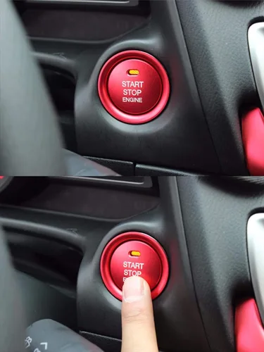Vista 4 de MAXDOOL - Juego de 2 piezas de botón de arranque de motor sin llave de aluminio rojo y decoración circundante adhesivo interior para Mazda 3 6 CX-3