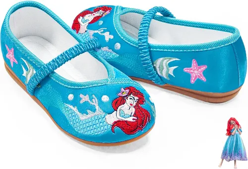 Ariel - Zapatos de disfraz de sirena para niños pequeños, hermosos zapatos de ballet Mary-Jane, cómodos zapatos de tacón bajo con punta redonda,