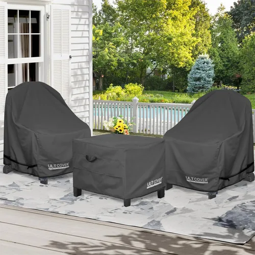 Vista 6 de ULTCOVER Funda Impermeable para Otomana de Patio Cuadrada Mesa Lateral de Exterior Cubiertas de Muebles Tamaño 20L x 20A x 18Al pulgadas, Negro