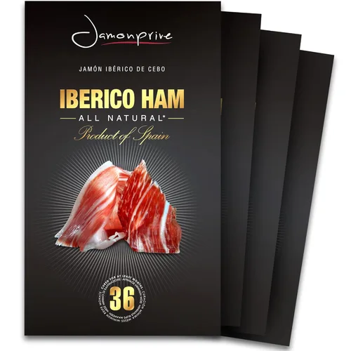 Vista 10 de Jamón ibérico español en rodajas (2 onzas) Jamonprive – Jamón español ibérico alimentado con pasto (Pata Negra) sin nitratos ni nitritos, todo